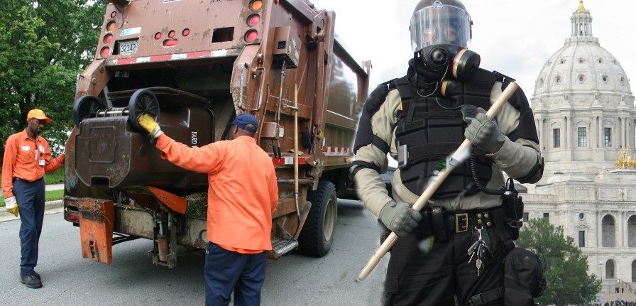 guards secure rubbish