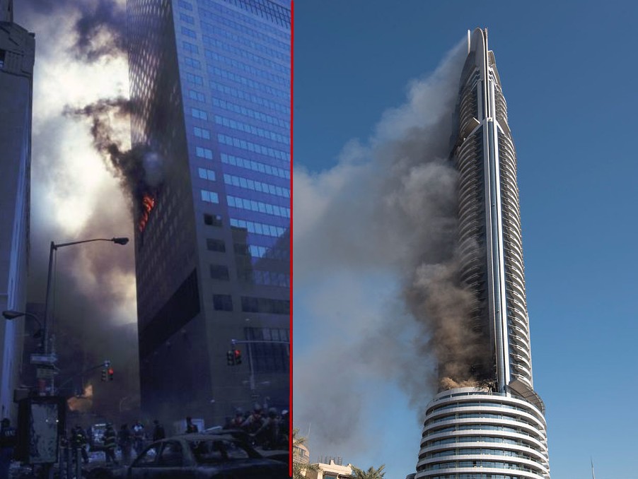 buildings on fire