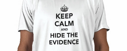 crop of slogan shirt 'keep calm and hide the evidence'