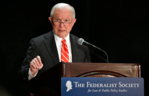 Jeff Sessions Smiles a Constitutional Smile at Hecklers