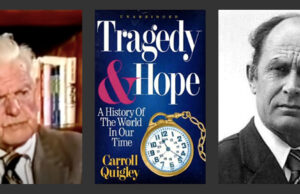 Eutopia, Part 10: Livestock-gate! (L) Norman Dodd (in a YouTube interview with G. Edward Griffin) (C) Carroll Quigley's book (R) Antony Sutton