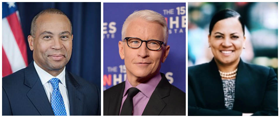 (L) Deval Patrick, former governor of Massachusetts (C) Anderson Cooper of CNN, Photo: finance yahoo.com (R) Rachel Rollins, former DA for Suffolk County
