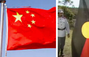 Can We Be Saved? If So, How? (L) Replica of Cook's Endeavor, Photo: Wiki Commons (C) Chinese flag (R) Babakiueria, YouTube.com