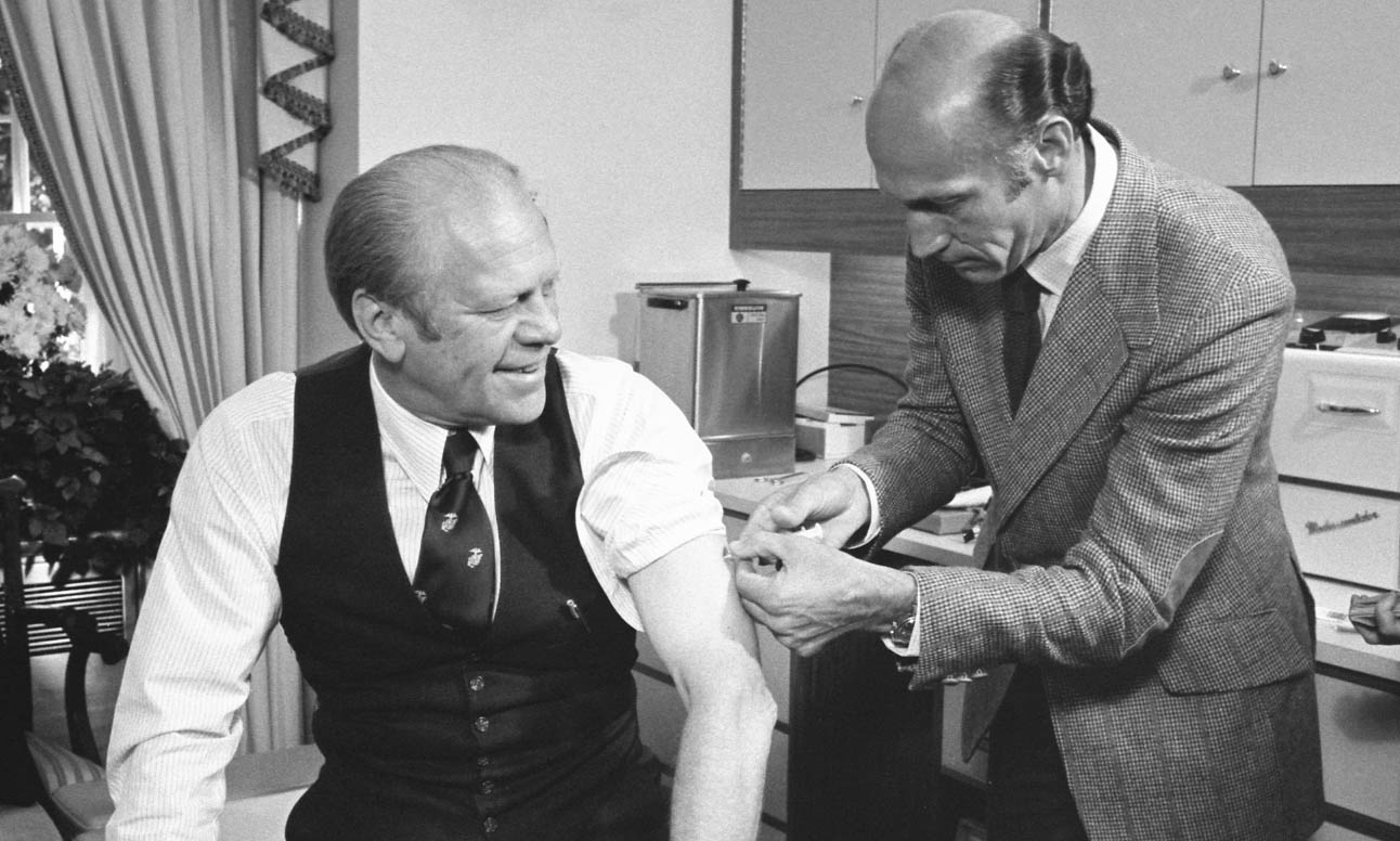 President Gerald Ford gets a swine flu vaccination in 1976