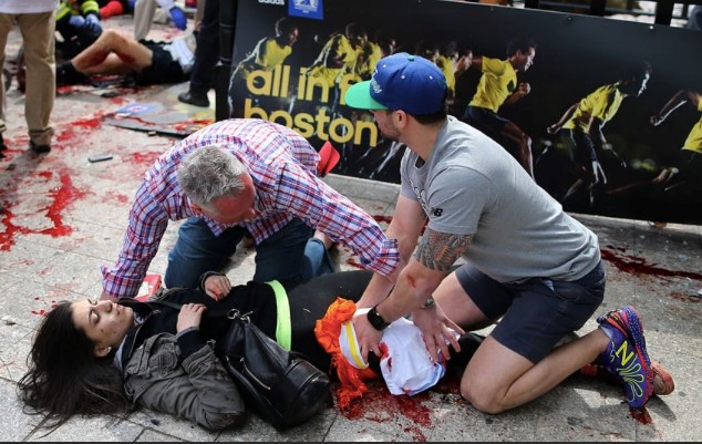 Victims of allegedly Muslim bombers at the Boston Marathon