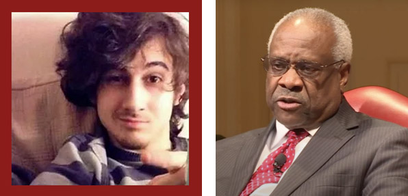 (L) Dzhokhar Tsarnaev, pre-2013 (R) Justice Thomas