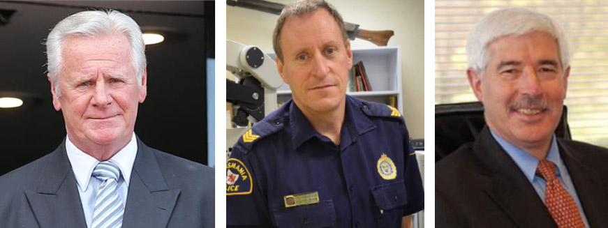(L) Former Police commissioner of Tasmania Richard McCreadie, Photo: Herald Sun, (C) Sgt Gerald Dutton, Photo: The Examiner, (R) Public Prosecutor Damian Bugg, Photo: cdpp.gov.au