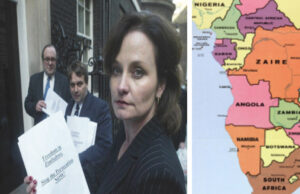 Voir Dire, Part 4: Marshmallow Fishes (L) Ms O'Dea, accompanied by Shadow Foreign Sec'y Michael Ancram, left, and Euro MP Neil Parish, Photo: Richard Austin, Western Morning News (R) Google Map of southern Africa