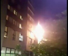 Grenfell Towers Fire, London, As Exposed by Sonia Poulton Picture of the Grenfell Towers taken soon after it began, in the wee hours.