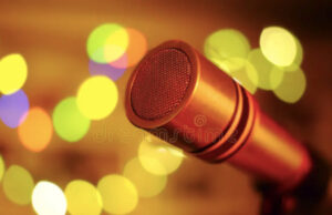 GUMSHOE KARAOKE NIGHT, Sunday, Feb 4, 2024 image of microphone on colorful background