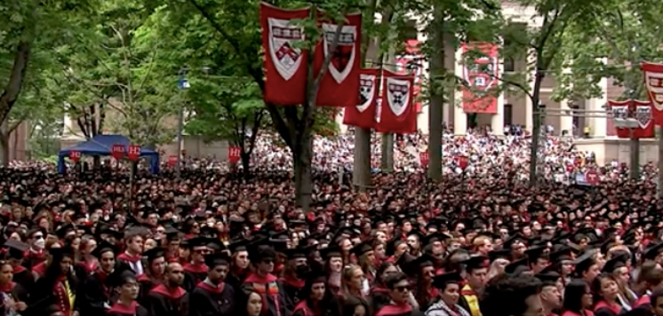 The Yard (in front of Widener Library) at 2024 Commencement