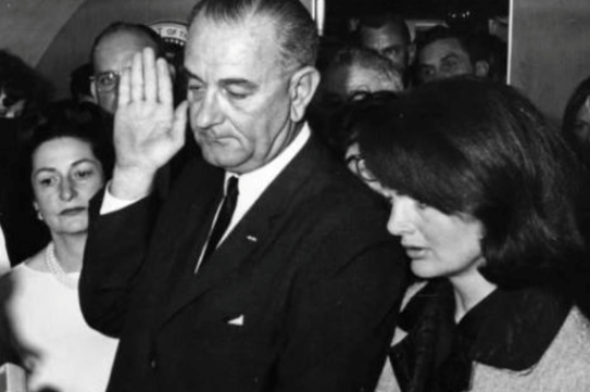 LBJ arrives