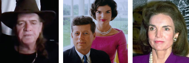 (Left) Author of Stolen Identity (Centre) The real Jacqueline (1929-1975), with JFK) (Right) The replacement Jackie who died in 1994