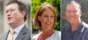 (Left) Rep Tom Massie,  (Center) Prof Zephyr Teachout, (Right) Ty Bollinger